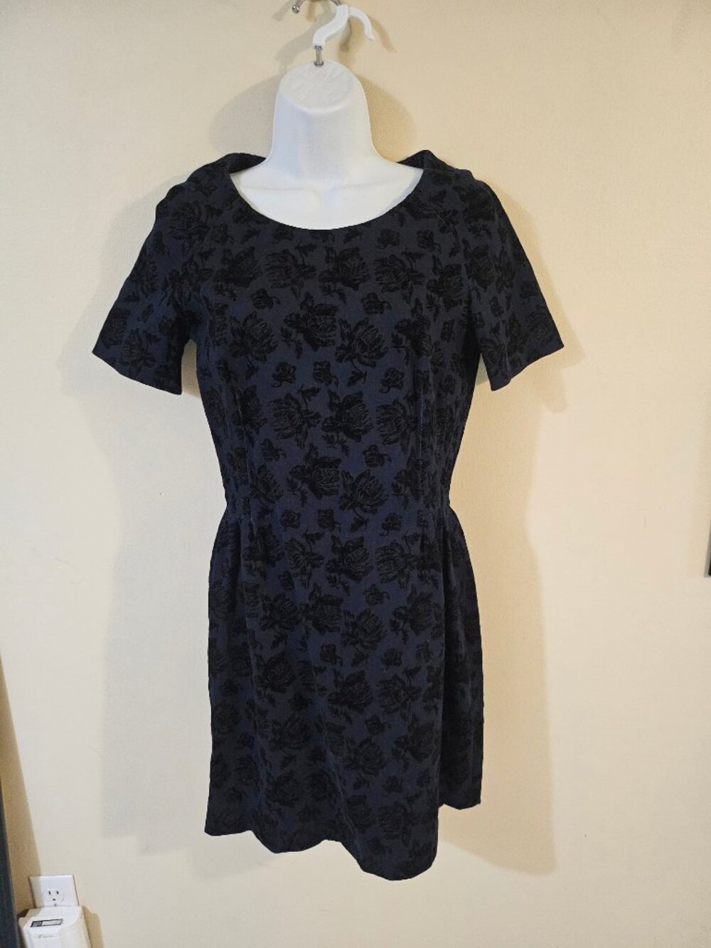 French Connection Denim Floral Velvet Dress - Size 6